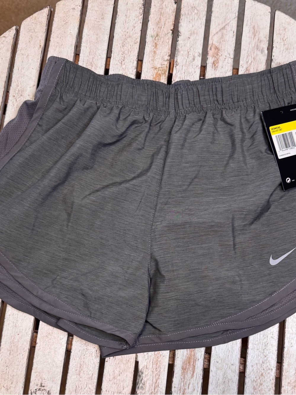 Nike Women's Heather Gray Run Shorts with Swoosh